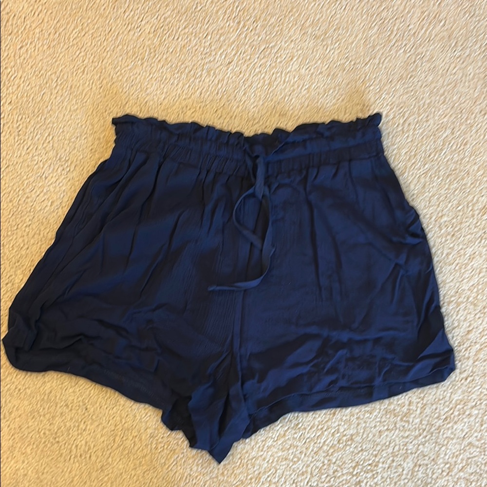 Gibson Blue High Waist Shorts with Paper-Bag Style